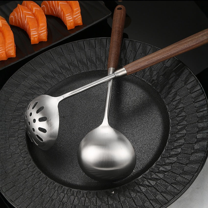 Walnut Handle Ladle and Slotted Spoon Kitchen Utensils