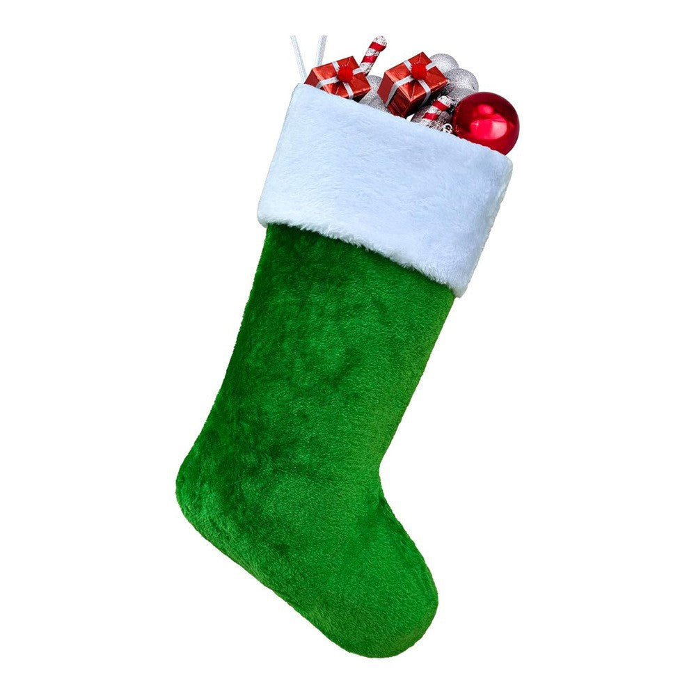 45cm Plush Christmas Stocking with White Faux Fur Cuff
