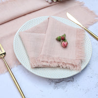 Cotton Linen Napkin with Fringed Edges