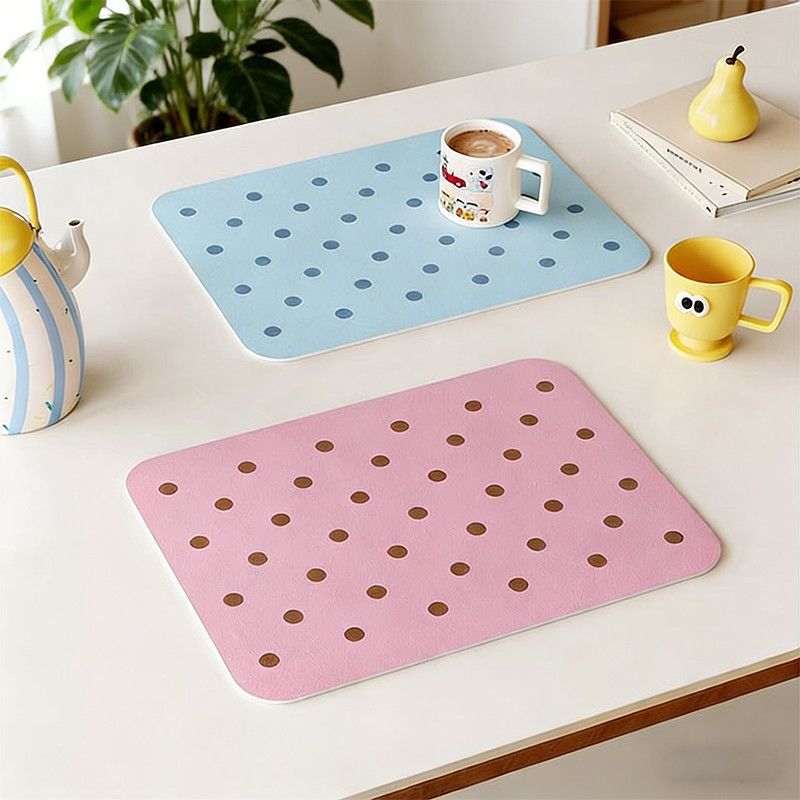 Polka Dot Leather Placemat – Rectangular Table Mat for Dining, Kitchen, Coffee Tables & Home Decor
