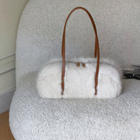 Plush Faux Fur Shoulder Bag with Long Handles in Four Colors