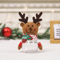Christmas Clear Candy Jar Santa Snowman Reindeer Holiday Gift Container