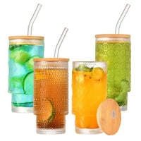 11oz Ribbed Stackable Glass Tumbler – Vintage Coffee, Juice & Whiskey Glass