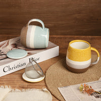 350ml Ceramic Tea Mug with Infuser & Lid – Speckled Coffee Cup with Handle for Loose Leaf Tea, Coffee, Milk, Office & Home Use