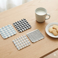 Woven Cotton Coasters Set of 4 – Square Cup Mats with Fringed Edges