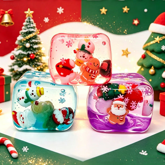 Christmas  Squishy Toy – 5.5CM Cute Holiday Sensory Squeeze Block with Mini Christmas Figures, Soft Stress Relief Fidget Toy
