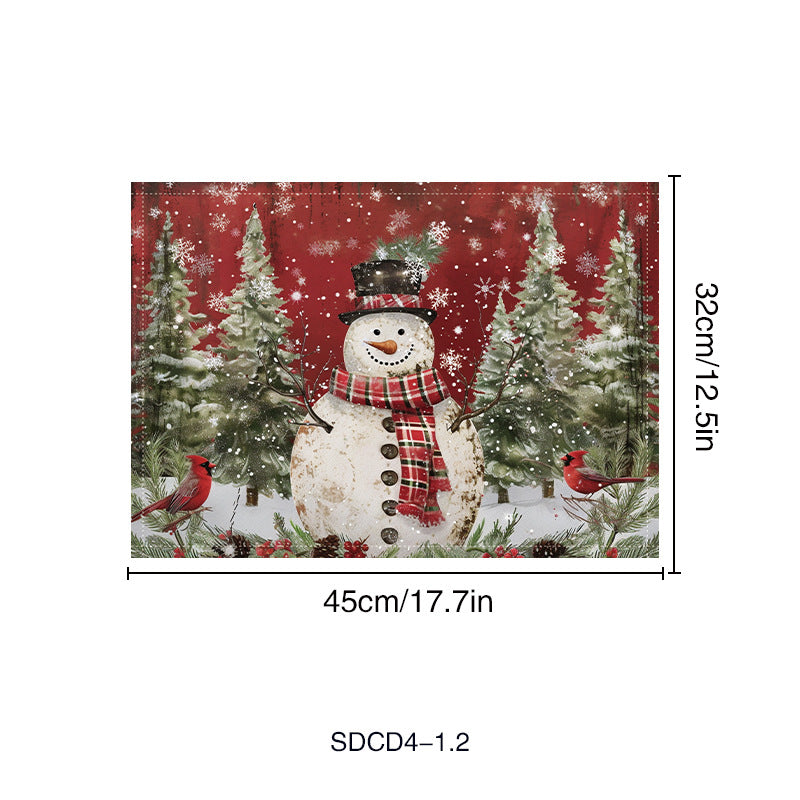 Christmas Snowman & Santa Placemat –  Holiday Table Mat for Christmas Dining Decor