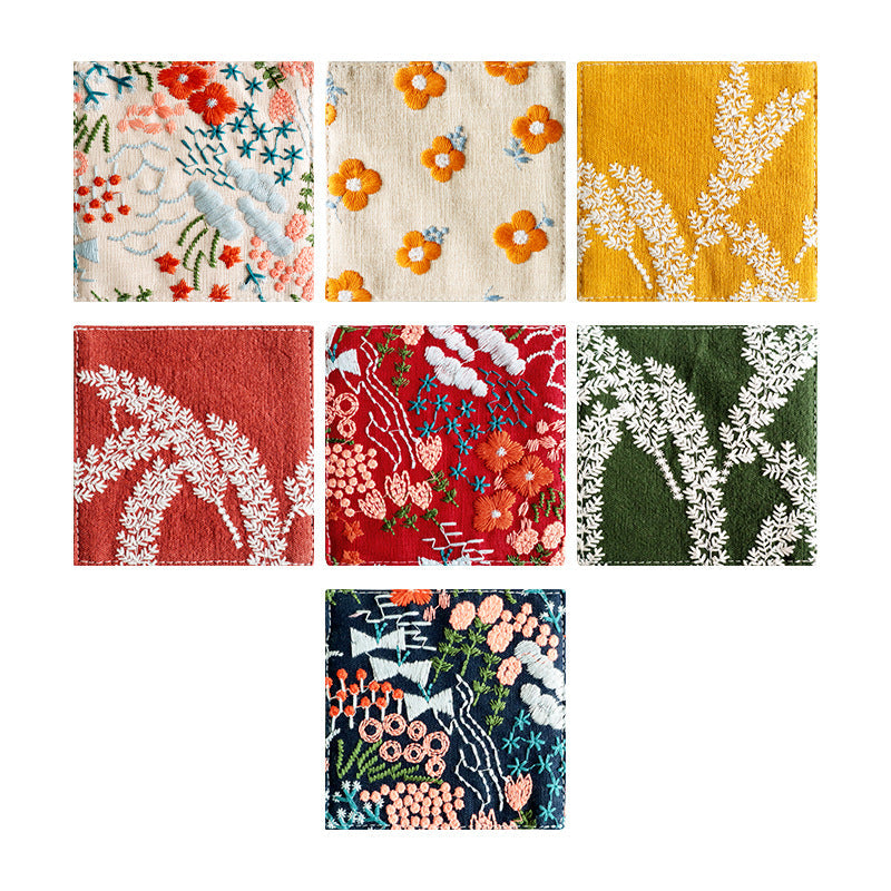 Embroidered Linen Coaster, Heat Resistant Coffee Cup Mat