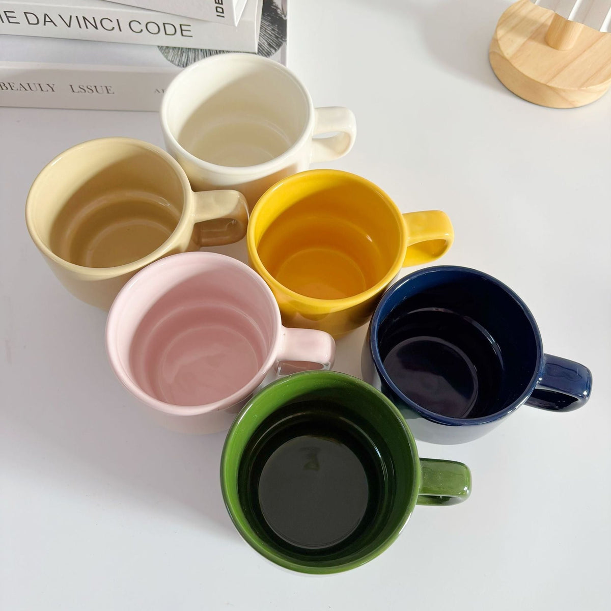 Stackable Ceramic Coffee Mug – 400ml Minimalist Drinking Cup with Handle