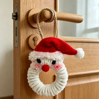 Handmade Crochet Christmas Wreath Ornament Mini Santa Snowman Pinecone Hanging Decoration