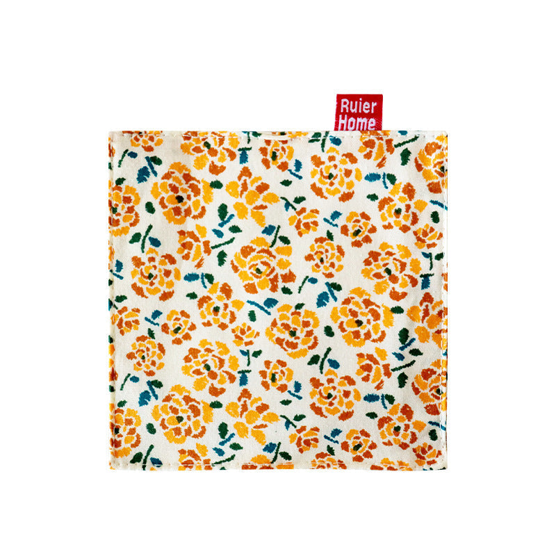 Double-Layer Floral Fabric Coaster, Square Mug Mat & Table Protector