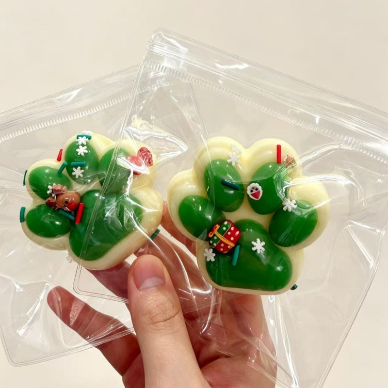Christmas Paw-Shaped Squishy Toy – TPR Stress Relief Fidget Toy with Festive Holiday Decorations