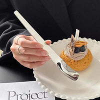 Stainless Steel Ice Cream Spoon – Long Handle Curved Dessert Spoon for Gelato, Sundae, Yogurt & Café Serving