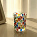 Colorful Mosaic Juice,  Whiskey Glass, 270ml Hand-Painted Style Checkered Drinking Tumbler
