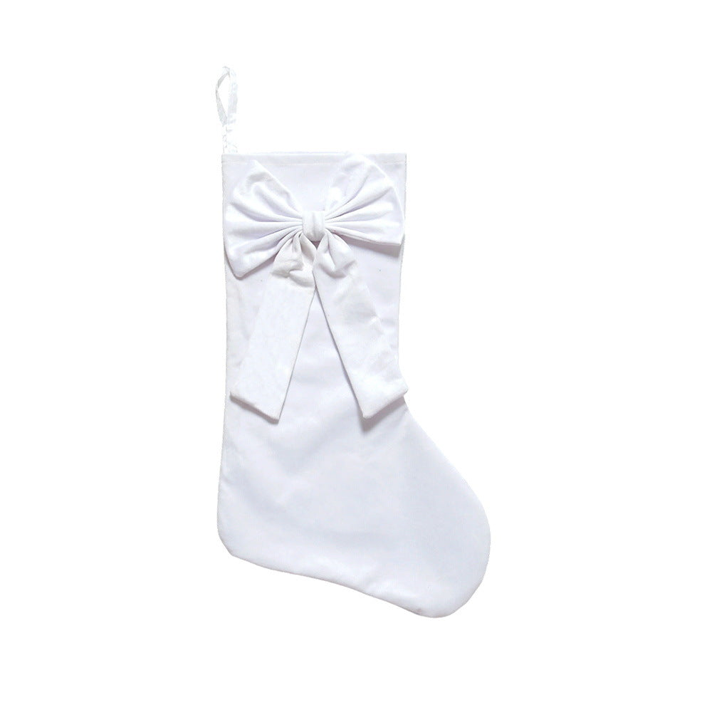 Velvet Christmas Stocking with Lace Bow Holiday Fireplace Hanging Decoration