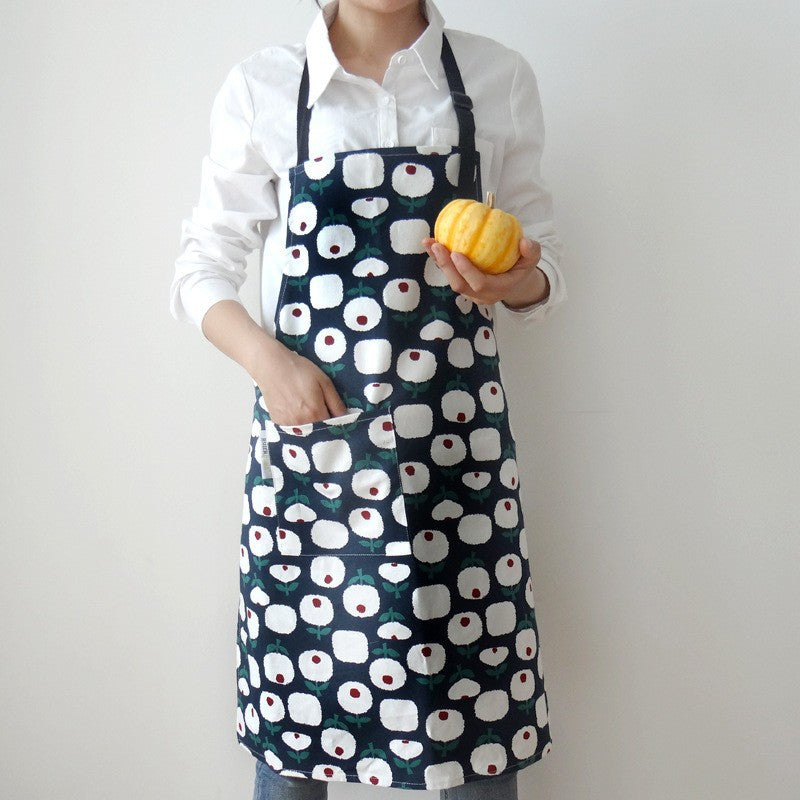 Nordic Cotton Printed Apron, Adult Kitchen Apron with Adjustable Neck Strap