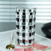 Checkered Drinking Glass, 400ml Black & Clear Glass Tumbler