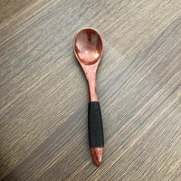 Small Rosewood Dessert Spoon with Black Cord Wrapped Handle
