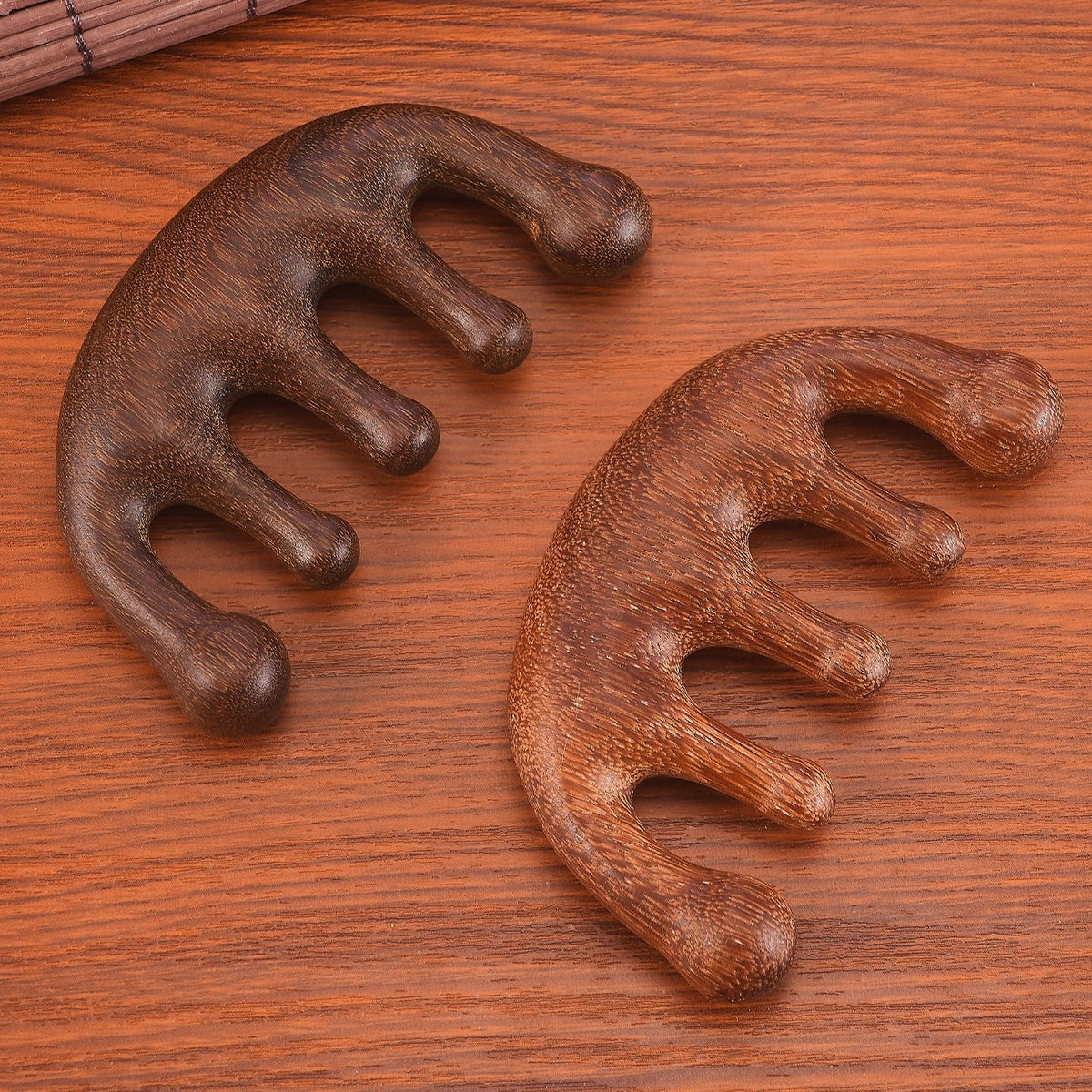 Natural Sandalwood Five Tooth Massage Comb Wooden Head