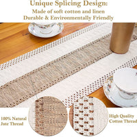 Boho Tassel Table Runner, Cotton Linen Crochet Woven Table Decor for Parties and Home Styling