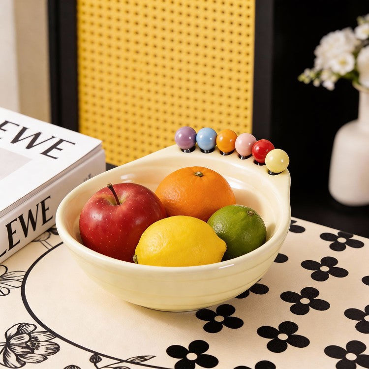 Snack Serving Bowl with 6 Forks – Stainless Steel + PP Fruit Plate for Candy, Nuts, Desserts, Appetizers & Home Party Serving
