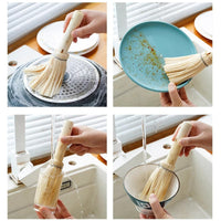 Coconut Fiber Cleaning Brush – 21cm Natural Palm Scrubber with Wooden Handle for Pots, Pans, Sink, Kitchen & Household Cleaning