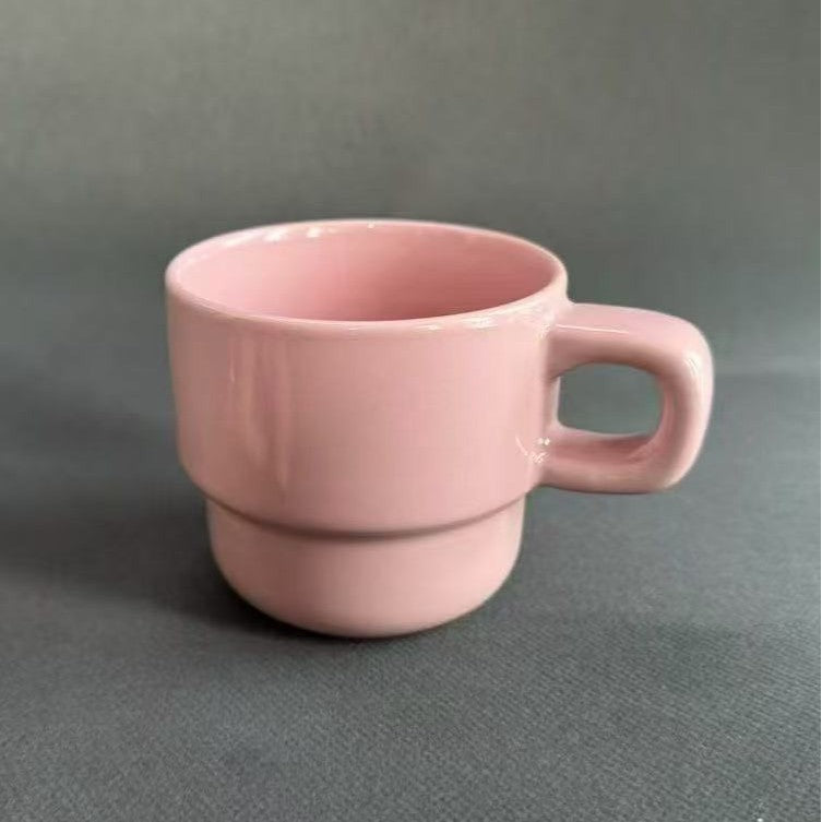 Stackable Ceramic Coffee Mug – 400ml Minimalist Drinking Cup with Handle
