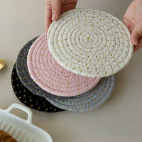 Handwoven Cotton Rope Trivet, Multi-Purpose Kitchen Table Mat & Heat Resistant Coaster