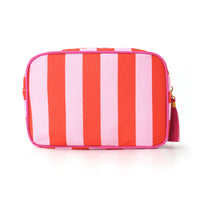Striped Tassel Cosmetic Bag – Waterproof Travel Toiletry Organizer