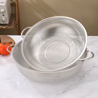 Stainless Steel Perforated Colander with Double Handles Kitchen Vegetable  Bowl