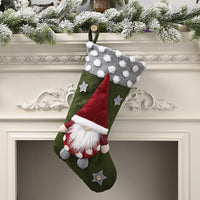 Christmas Gnome Stocking Plush Scandinavian Holiday Fireplace Hanging Decoration