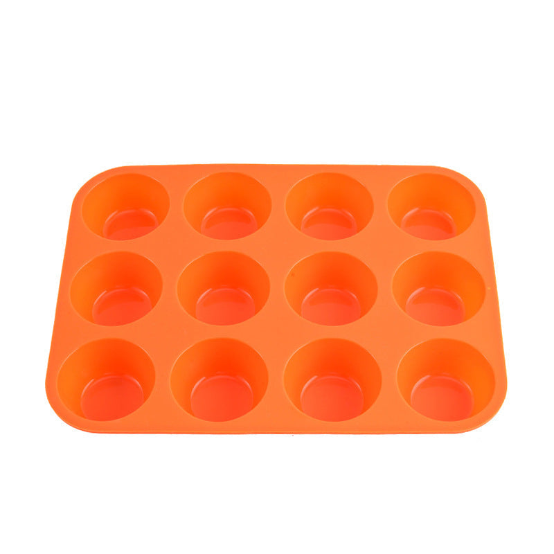 12 Cavity Round Silicone Baking Mold for Muffins and Mini Cakes