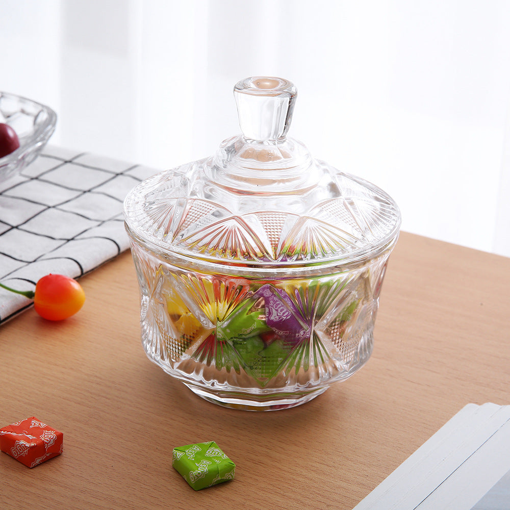Clear Crystal Style Glass Candy Jar with Lid