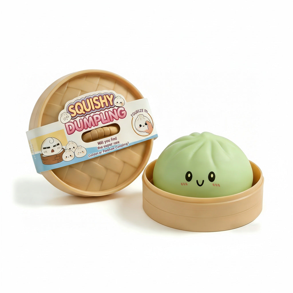 Cute Steamed Bun Squishy Stress Relief Toy with Bamboo Steamer Container