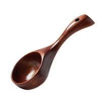 Rustic Ke Wood Soup Ladle with Aged Lacquer Finish and Hanging Cord