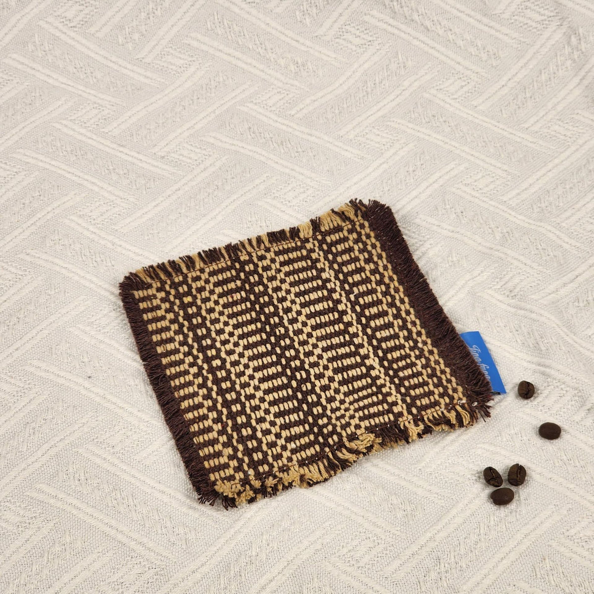 10 × 10 cm Multicolor Woven Cotton Coaster – Square Rustic Drink Mat