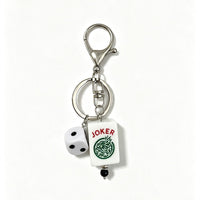 Mahjong Joker Tile and Dice Resin Keychain – Game Lover Bag Charm