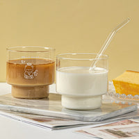 400ml Glass Tumbler – Clear Raised Base Drinking Cup with Cute Bear Design