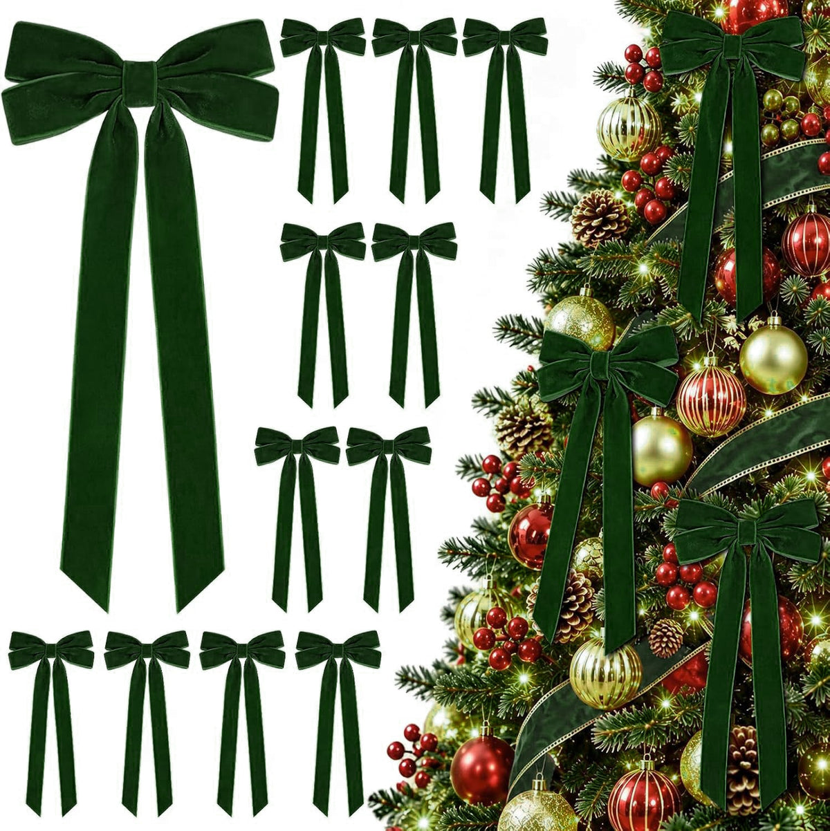 Velvet Christmas Tree Bow Ornament