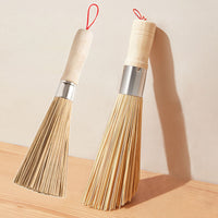 Natural Bamboo Pot Cleaning Brush Long Handle Kitchen Dish Scrubber