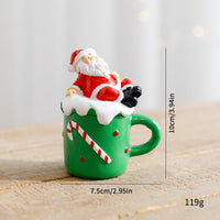 Mini Christmas Resin Mug Figurine Santa Snowman Holiday Tabletop Decoration