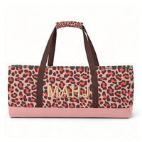 Premium Leopard Mahjong Organizer Bag – Large Canvas Carrying Tote with Zipper