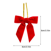 24-Piece Christmas Velvet Bow Ornament Set – 8 cm Red & Burgundy Holiday Bows with Gold Twist Ties for Christmas Tree, Wreath & Gift Decor