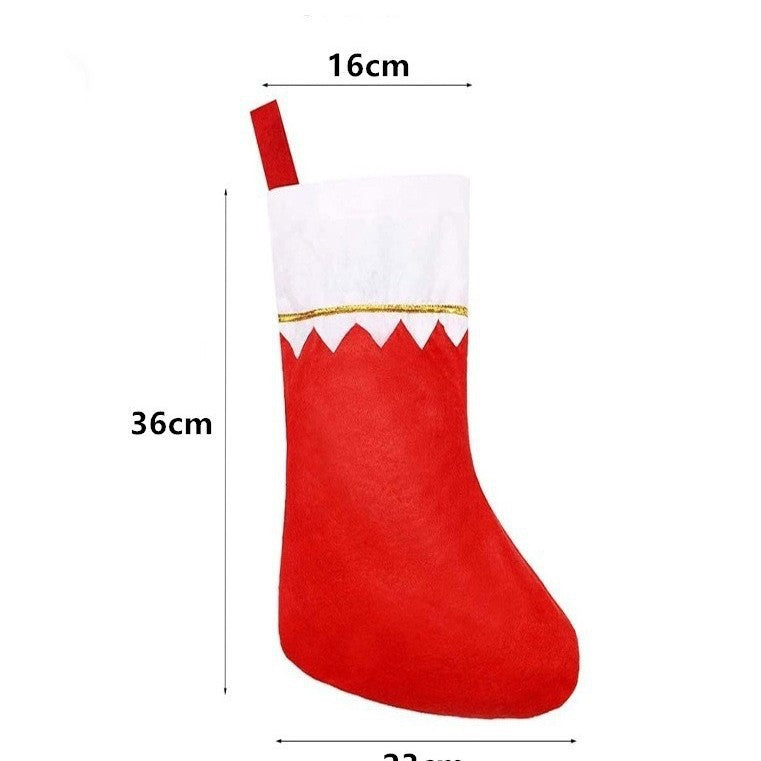 Red Christmas Stocking Gift Bag with Festive Holiday Trim