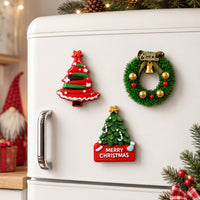 Christmas Resin Refrigerator Magnets – Cute Holiday Tree & Wreath Fridge Magnet Decorations, Festive Kitchen Decor Gift for Christmas Season