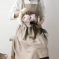 Cotton Pinafore Apron with Pockets – Vintage Style Kitchen Apron for Women, Full Coverage Cooking Baking Gardening Apron