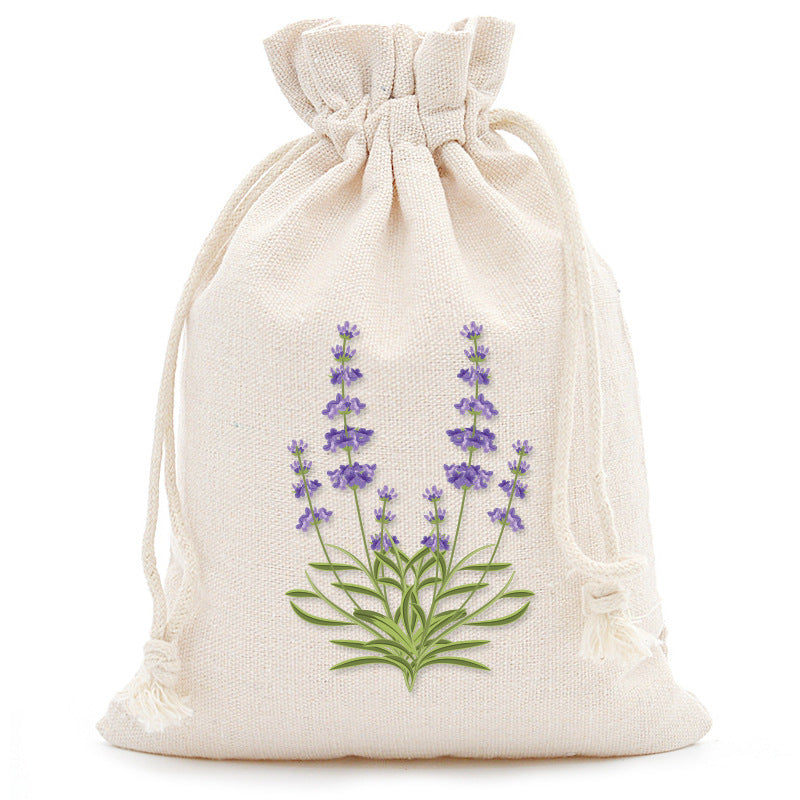 Lavender Print Cotton Drawstring Gift Pouch in Four Designs