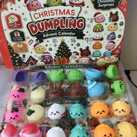 Christmas Dumpling Squishy Advent Calendar, 24 Day Mystery Toy Gift Box, Cute Kawaii Stress Relief Toys