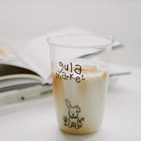Cute Dog Glass Tumbler – 460ml Clear Drinking Cup with Cartoon Puppy Print for Iced Coffee, Milk, Juice & Cold Drinks