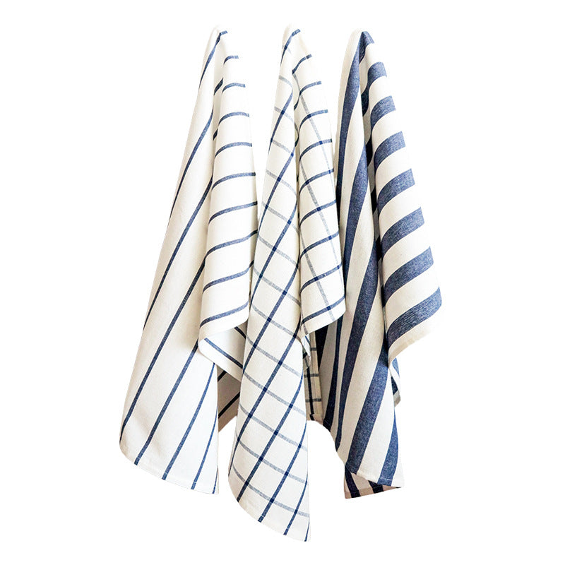 100% Cotton Table Mat – Blue Plaid & Striped Woven Placemat for Dining Table, Kitchen, Café, Restaurant & Home Decor